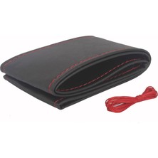 Gürler Oto Kılıf ve Aksesuar Hyundai Era Dikmeli Direksiyon Kılıfı Soft Kırmızı Ipli 10CM A+