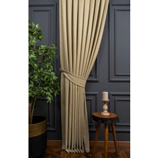 Evdepo Home Taş Rengi Petek Kadife Dokulu Fon Perde 1/2.5 Normal (Orta) Pile  50 x 260 cm