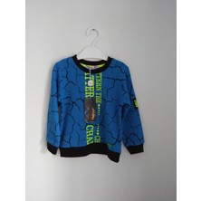 Haknur Great Leader Baskılı Erkek Çocuk Sweatshirt 1-5 Yaş Saks Mavi