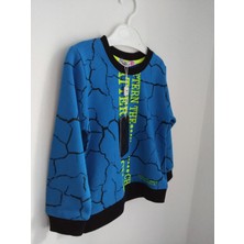 Haknur Great Leader Baskılı Erkek Çocuk Sweatshirt 1-5 Yaş Saks Mavi