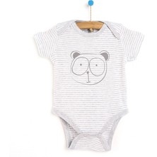 HelloBaby Çizgili Sevimli Hayvan Surat Kısa Kol Body