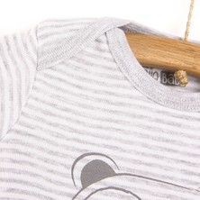 HelloBaby Çizgili Sevimli Hayvan Surat Kısa Kol Body