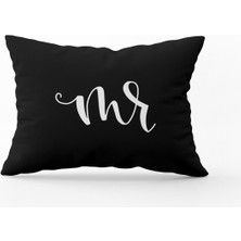 Cango Home Siyah Beyaz Mr. Erkek Dijital Baskılı Kırlent Yastık Kılıfı - Siyah - Cgh318-3550 Çift Tarafı Baskılı