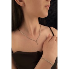 Fiyonk Kuyumculuk 14 Ayar Altın Sarkıt Taş Detaylı Set