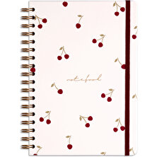 Matt Notebook 17X24 cm Lastikli Spiralli Sert Kapak Not Defteri Noktalı Kiraz