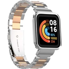 kilifone - Xiaomi Redmi Watch (Mi Watch Lite) - Kordon Metal Kordon - KRD-60 - Gümüş-Rosegold - T22645