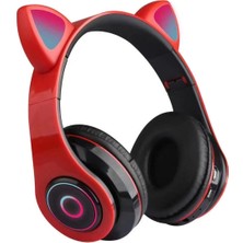 Heartz Cat Ear B39 Kablosuz Bluetooth 5.0 LED Işıklı Kedili Çocuk Kulaklığı