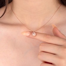 Miavi Silver 925 Ayar Gümüş Beyaz Taşlı Oval Model Kolye