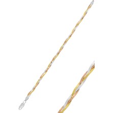 Söğütlü Silver Gümüş Rose Rodaj ve Altın Yaldızlı Örgülü Italyan Bileklik