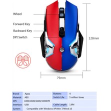 Shuji AJ120 Fare USB Kablolu Oyun Faresi 6 Düğme Özel Makro Programlama Ev Ofis Için 3200 Dpı Fare Kırmızı Mavi (Yurt Dışından)