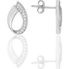 Söğütlü Silver Gümüş Rodyumlu Zirkon Taşlı Damla Küpe.