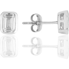 Söğütlü Silver Gümüş Rodyumlu Baget Kesim Zirkon Taşlı Küpe