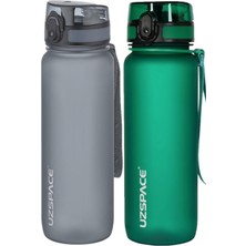 Uzspace 2li Set 800ML -Yeni Ebat-Boy 25 Cm-Tritan Su Matarası Bpa Koku Sızdırma Yok