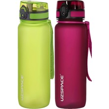 Uzspace 2li Set 800ML -Yeni Ebat-Boy 25 Cm-Tritan Su Matarası Bpa Koku Sızdırma Yok