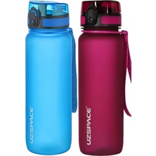 Uzspace 2li Set 800ML -Yeni Ebat-Boy 25 Cm-Tritan Su Matarası Bpa Koku Sızdırma Yok
