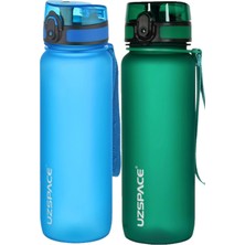 Uzspace 2li Set 800ML -Yeni Ebat-Boy 25 Cm-Tritan Su Matarası Bpa Koku Sızdırma Yok