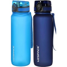 Uzspace 2li Set 800ML -Yeni Ebat-Boy 25 Cm-Tritan Su Matarası Bpa Koku Sızdırma Yok