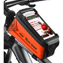 West Biking West Bisiklet 2.5l Bisiklet Ön Işın Cep Telefonu Dokunmatik Ekran Sabit Kabuk Çantası (Turuncu) (Yurt Dışından)