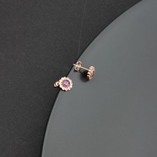 Miavi Silver 925 Ayar Gümüş Ametist Renkli Papatya Küpe