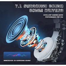 Chronus Oyun Kulaklığı Mikrofonlu Oyun Kulaklıkları Stereo 7.1 Surround Ses Ps4 Kulaklık 53.5mm Ses Jakı Kulak Üstü Kulaklıklar (Siyah) (Yurt Dışından)