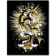 Cakatablo  Ahşap Tablo Altın Renkli Anubis Siyah Arkaplan  (25X35 cm Boyut)
