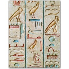 Cakatablo Ahşap Tablo Mısır Hiyeroglifleri Görsel (25X35 cm Boyut)