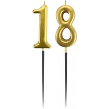 18.yaş Rakam Altın Çubuk Mum 14 cm