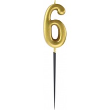 6 Rakam Altın Çubuk Mum 14 cm
