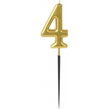Partijet 4 Rakam Altın Çubuk Mum 14 cm
