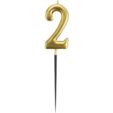 2 Rakam Altın Çubuk Mum 14 cm
