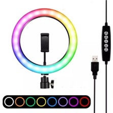 Asfal Renkli Ring Light LED Sürekli Işık 10 Inç Youtuber Light Kuaför Işığı Işık Ayaklı 210 cm Tripod