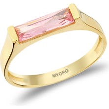 MYOROGOLD 14 Ayar Altın Renkli Baget Yüzük