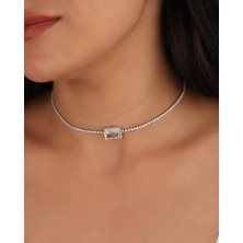 Mistik Silver Dikdörtgen 2 mm Suyolu Zincirli Gümüş Kolye