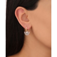 Mistik Silver Çift Renkli Taşlı Gümüş Güneş Küpe