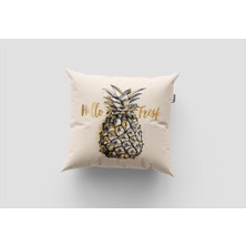 Sakallı Home Gold Ananas Desen  3D Digital Baskılı  Dekoratif Kırlent Kılıfı