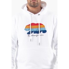 Rıch Beyaz Süzene Nakış Detay Kapüşonlu Sweatshirt