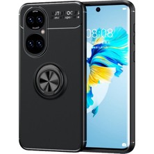 Microcase Huawei P50 Pro Focus Serisi Yüzük Standlı Silikon Kılıf - Siyah