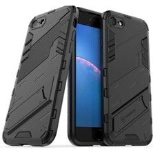 Microcase iPhone Se 2022 Matrix Serisi Armor Standlı Perfect Koruma Kılıf -Siyah