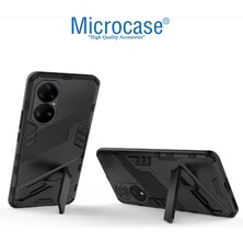 Microcase Huawei P50 Pro Matrix Serisi Armor Standlı Perfect Koruma Kılıf -Siyah