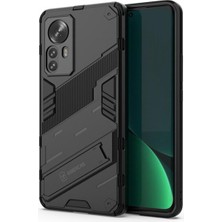 Microcase Xiaomi Mi 12 Matrix Serisi Armor Standlı Perfect Koruma Kılıf -Siyah