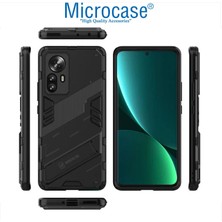 Microcase Xiaomi Mi 12 Matrix Serisi Armor Standlı Perfect Koruma Kılıf -Siyah