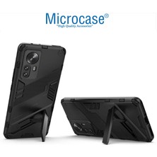 Microcase Xiaomi Mi 12 Matrix Serisi Armor Standlı Perfect Koruma Kılıf -Siyah