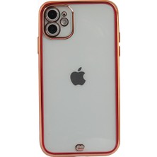 Desingshop iPhone 11 Gold - Kırmızı Çerçeveli Şeffaf Kılıf