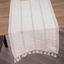 Vivamaison Organik Pamuk Dantel Krem 35x145 cm Runner Masa Örtüsü