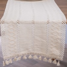 Vivamaison Organik Pamuk Dantel Krem 35x145 cm Runner Masa Örtüsü