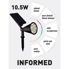 Informed GÜNEŞ ENERJİLİ-SOLAR * 10,5 W YÜKSEK IŞIK *ÇİM ARMATÜR *RGB-RENKLİ*