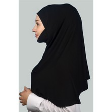 Altobeh Hazır Türban Peçeli Pratik Eşarp Tesettür Nikaplı Hijab - Namaz Örtüsü Sufle (Xl) - Siyah