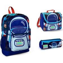 Coral High Dört Bölmeli Sax Robot Desenli Ilkokul Çantası3'lü Çanta