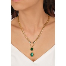 Accessory Empire Malahit Doğaltaş Kombin Kolye