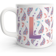 Rock'n Fox L Harfi Deniz Kızı Mermaid Renkli Tasarım Harfli Kupa Bardak